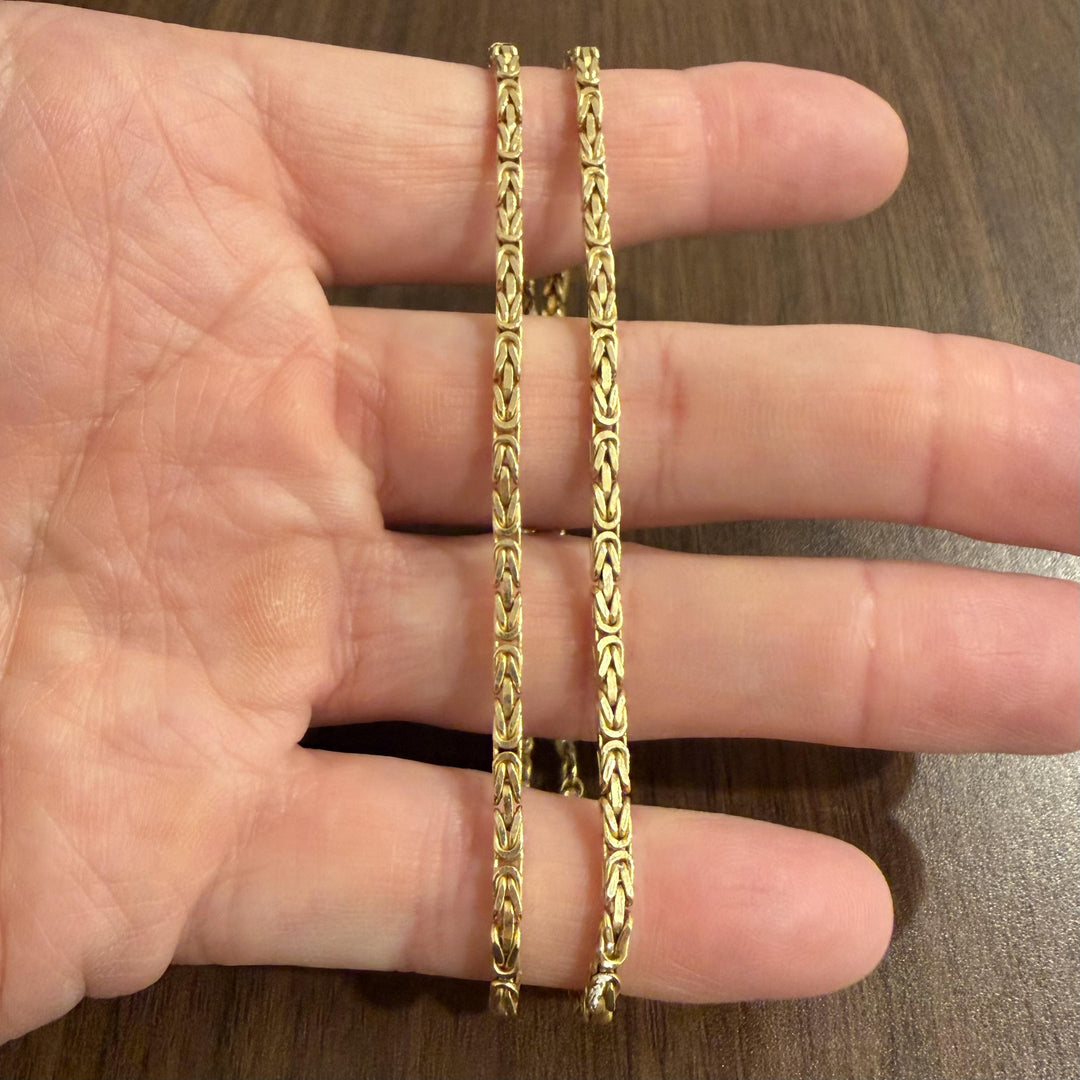14k Yellow Gold 21g Solid Heavy 2.5mm Squared Byzantine Link Necklace Italy 18"