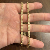 14k Yellow Gold 40g Solid Heavy 3.5mm Squared Byzantine Link Necklace Italy 20"