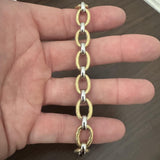 18k Yellow and White Gold 16.7g Two Tone Ladies Fancy Link Bracelet Italy 7"