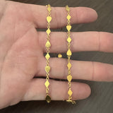 22k Yellow Gold 20.2g Solid Hearts and Diamonds Link Necklace 18"