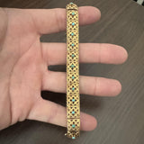 18k Yellow Gold 37.4g Solid Vintage Turquoise Square Link Bracelet 7.25"