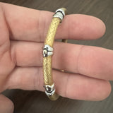 18k Two Tone Gold 28g Satin Finish Flex Link Bangle Bracelet Italy 7"