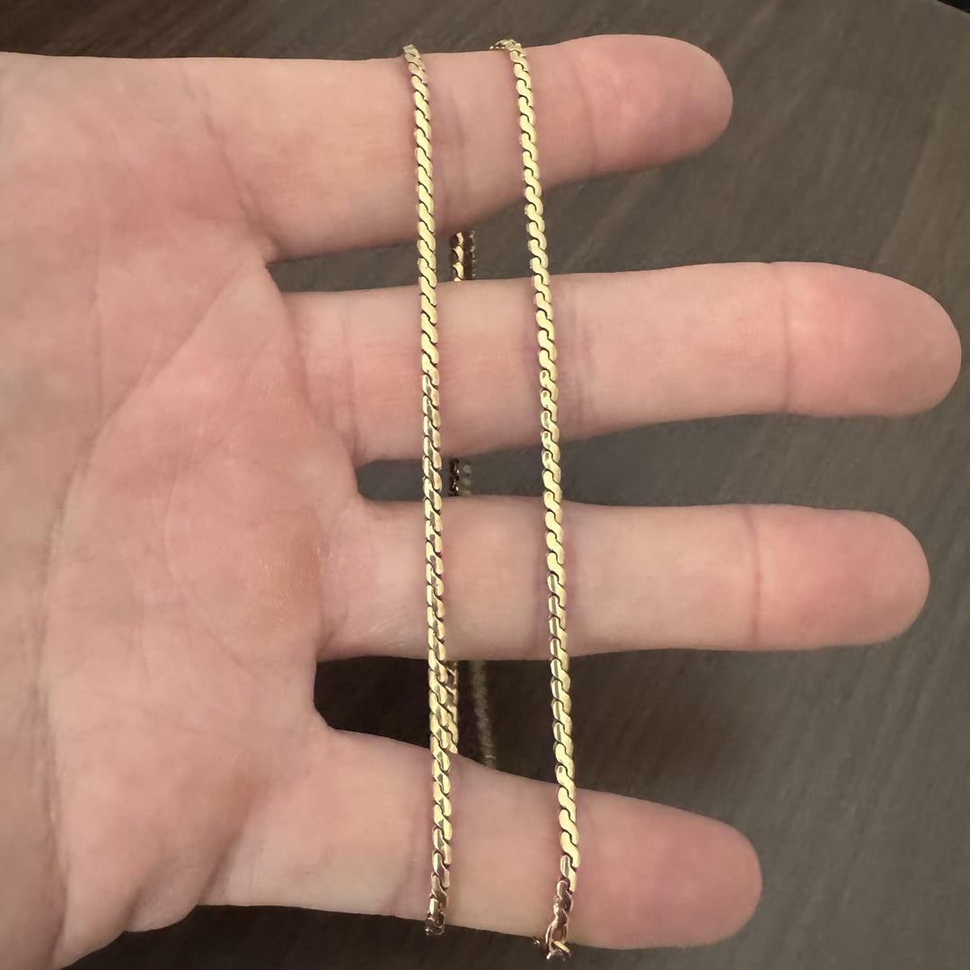 18k Yellow Gold 13.8g Solid 2.2mm Serpentine Link Chain Necklace Italy 21"