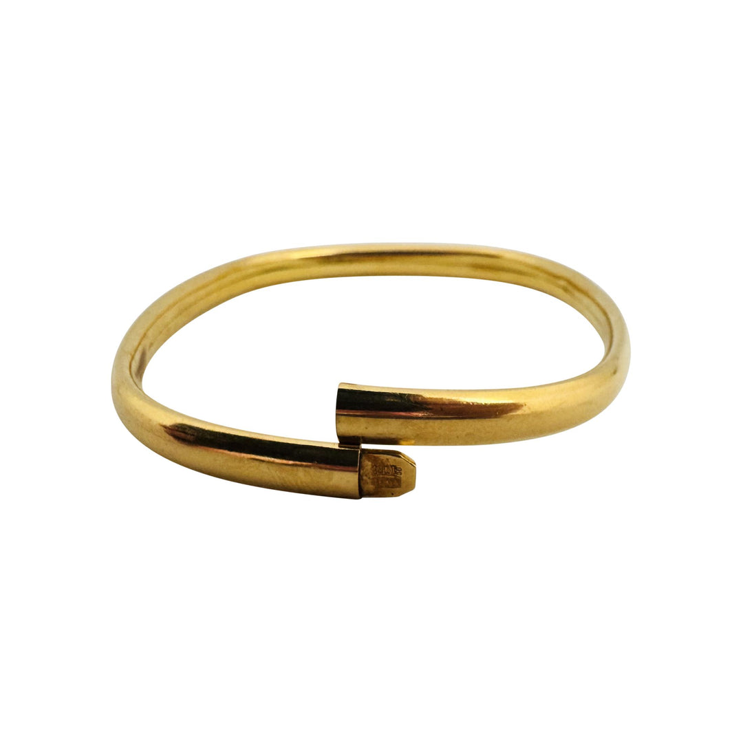 18k Yellow Gold 8.8g Ladies Polished 5mm Squared Bangle Bracelet Italy 6.75"