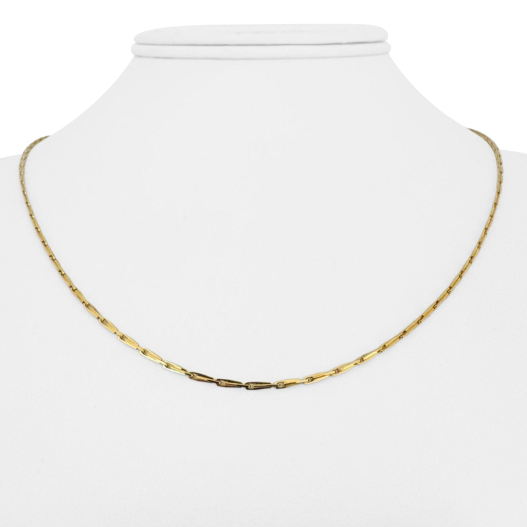 18k Yellow Gold 5.3g Thin 1.5mm Twisted Bar Link Chain Necklace Italy 18"