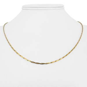 18k Yellow Gold 5.3g Thin 1.5mm Twisted Bar Link Chain Necklace Italy 18"