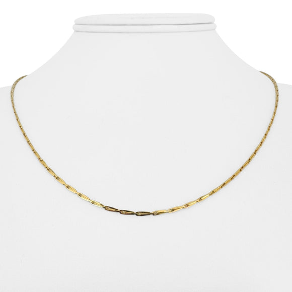 18k Yellow Gold 5.3g Thin 1.5mm Twisted Bar Link Chain Necklace Italy 18