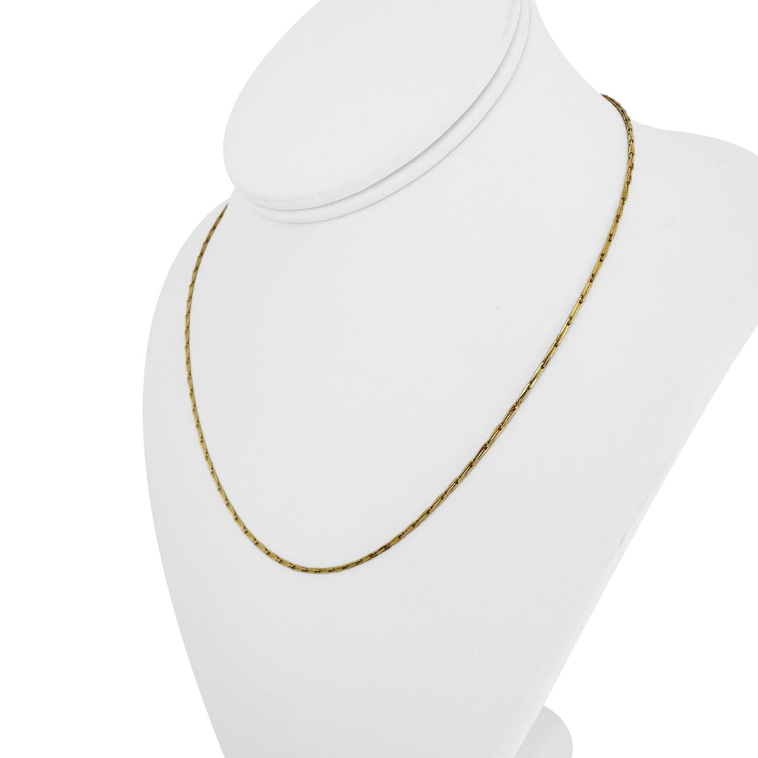 18k Yellow Gold 5.3g Thin 1.5mm Twisted Bar Link Chain Necklace Italy 18"