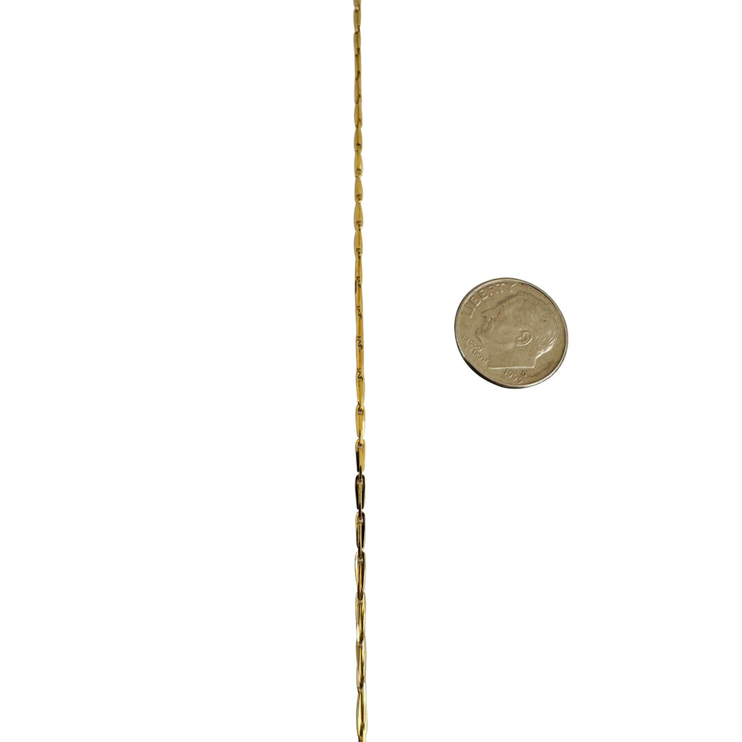 18k Yellow Gold 5.3g Thin 1.5mm Twisted Bar Link Chain Necklace Italy 18"