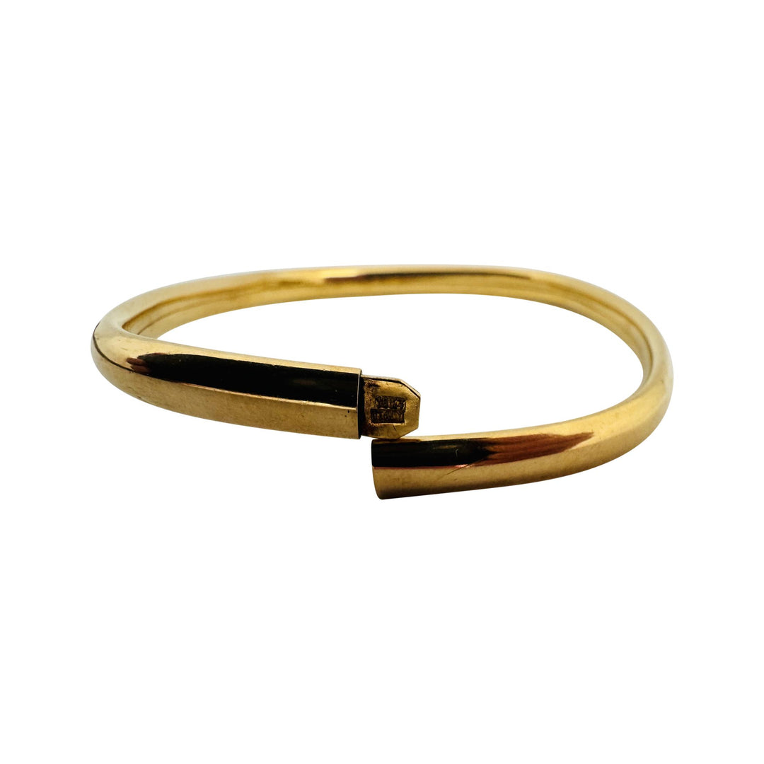 18k Yellow Gold 8g Ladies Polished 5mm Squared Bangle Bracelet Italy 6.75"