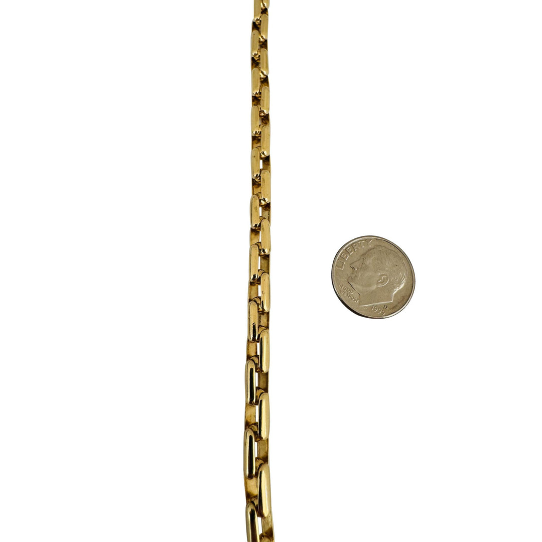 18k Yellow and White Gold 24.3g Solid Heavy Elongated Box Link Bracelet Italy 8"