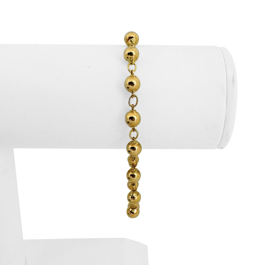 18k Yellow Gold 6g Ladies Vintage Ball Bead Link Bracelet Italy 7.25"