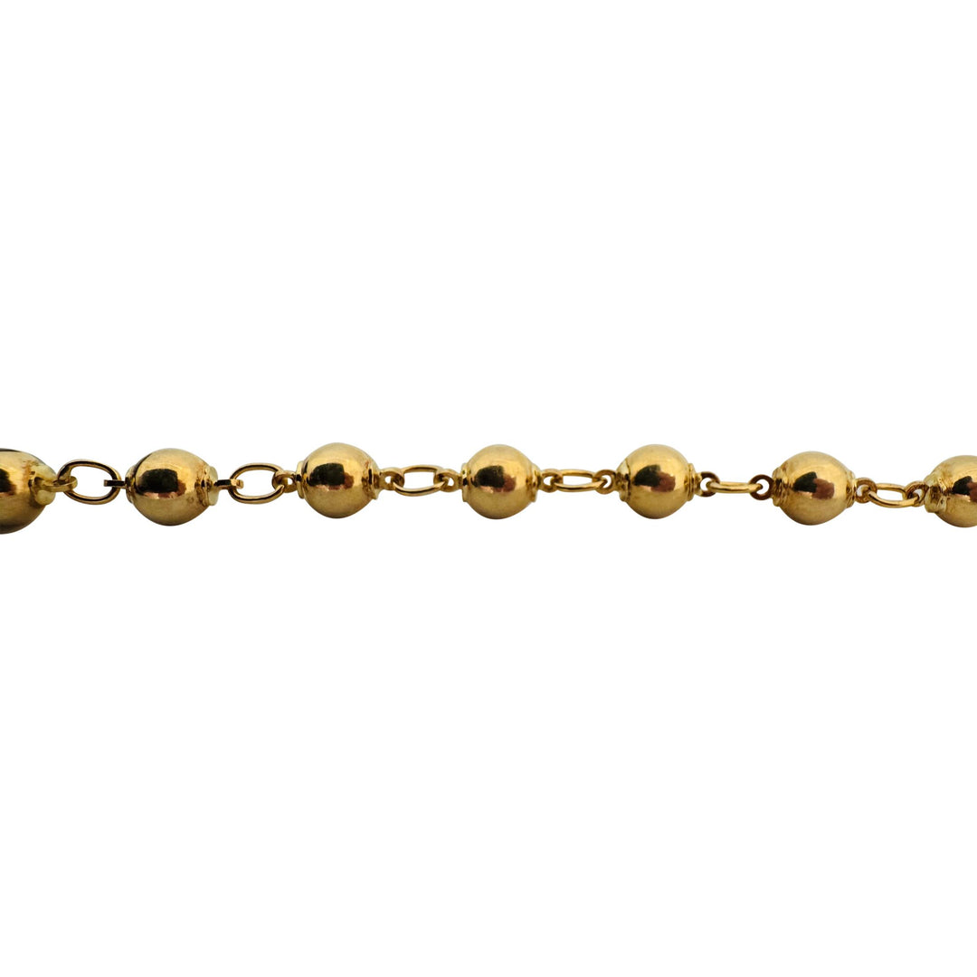 18k Yellow Gold 6g Ladies Vintage Ball Bead Link Bracelet Italy 7.25"