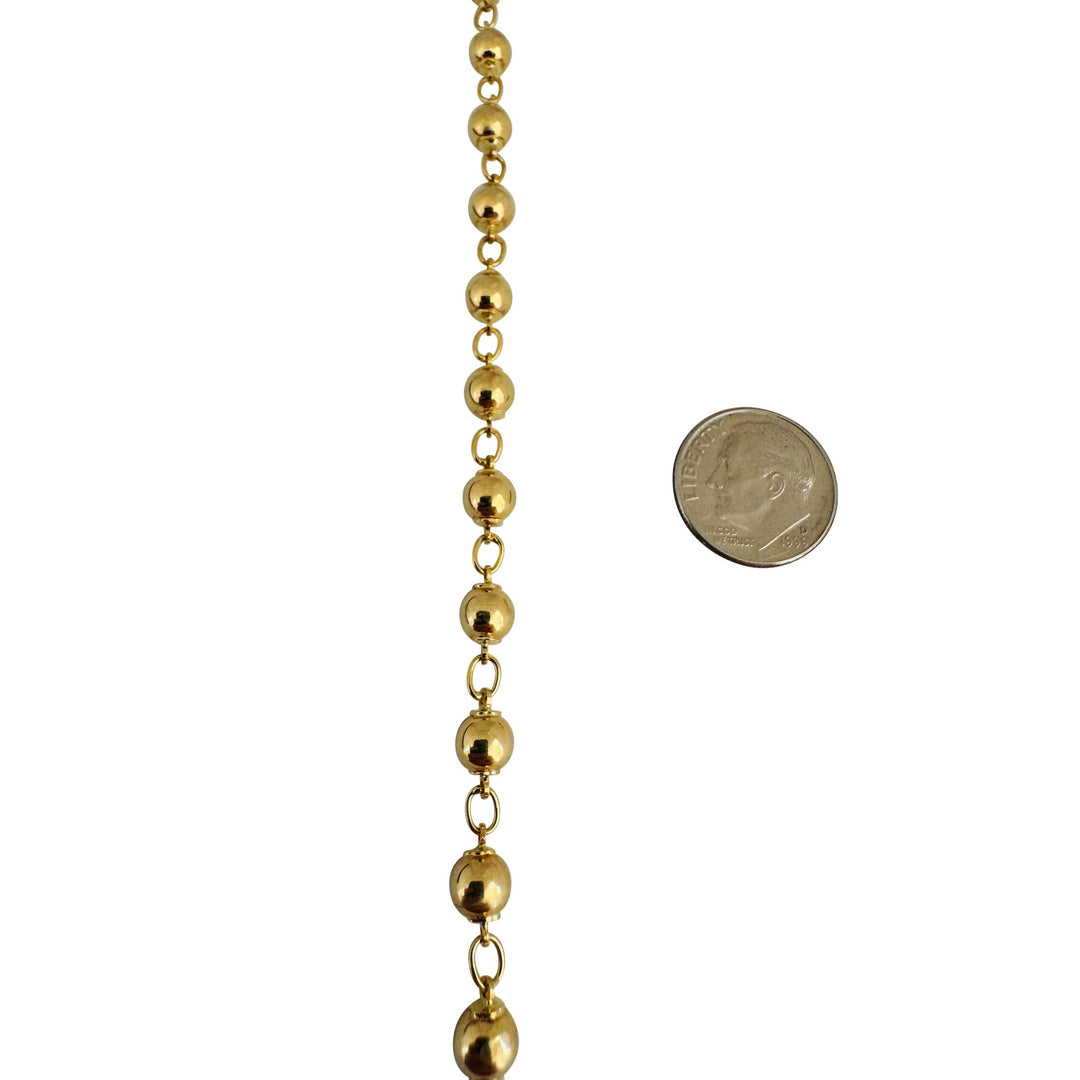 18k Yellow Gold 6g Ladies Vintage Ball Bead Link Bracelet Italy 7.25"