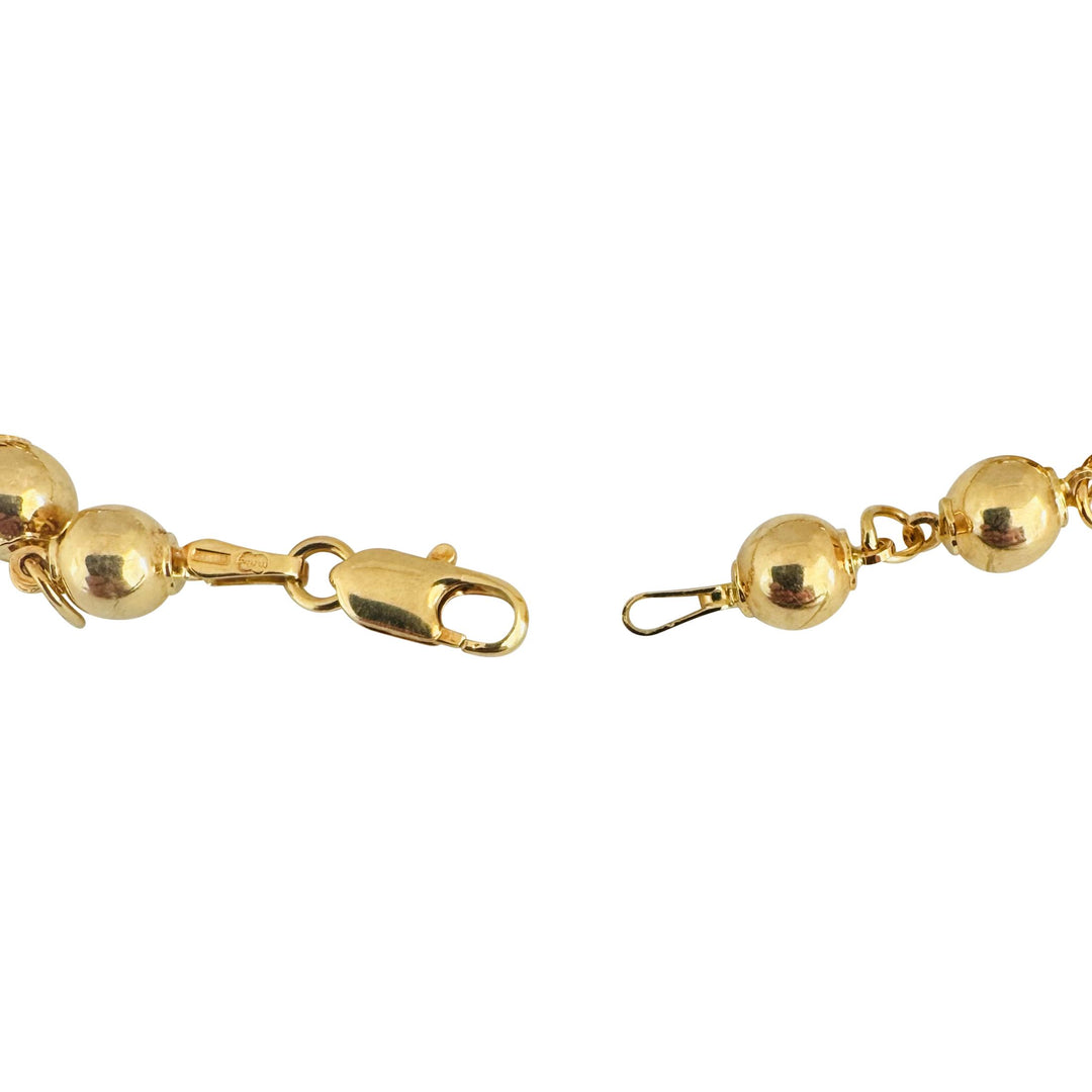 18k Yellow Gold 6g Ladies Vintage Ball Bead Link Bracelet Italy 7.25"