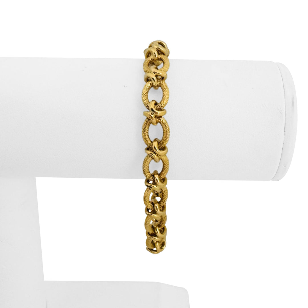 18k Yellow Gold 8.9g Ladies Vintage 8mm Fancy Oval Link Bracelet 7"