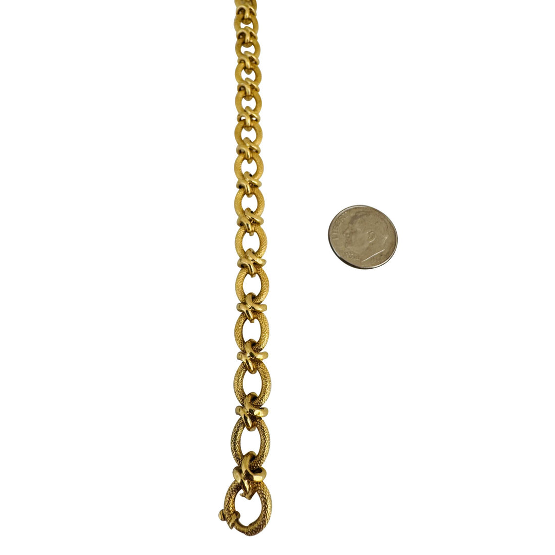18k Yellow Gold 8.9g Ladies Vintage 8mm Fancy Oval Link Bracelet 7"