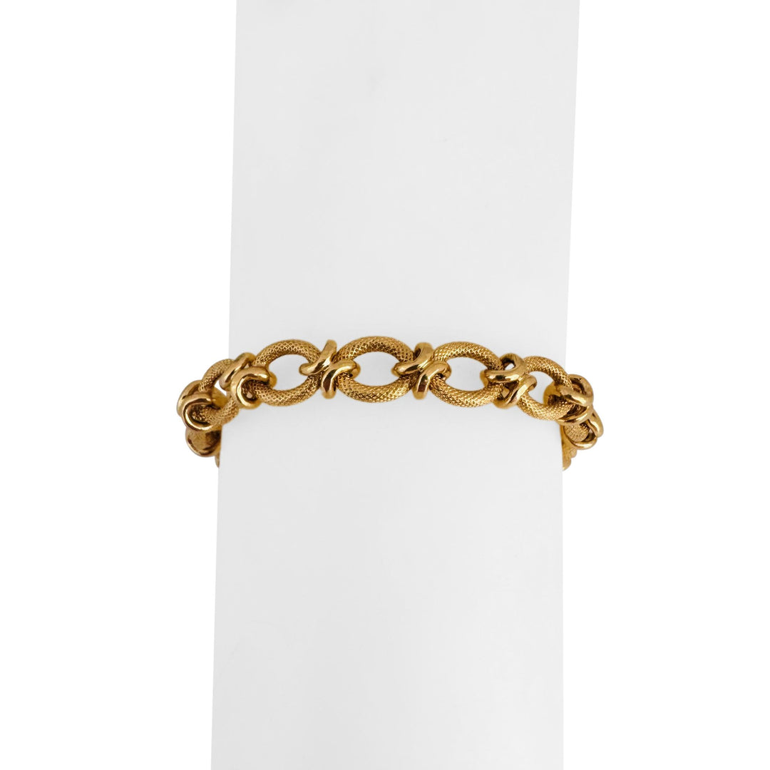 18k Yellow Gold 8.9g Ladies Vintage 8mm Fancy Oval Link Bracelet 7"