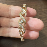 14k Yellow Gold and 3cttw Diamond Vintage Ladies Bangle Bracelet 6.5"