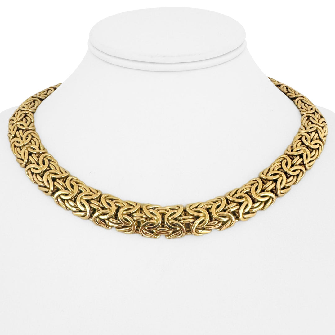 14k Yellow Gold 54g Ladies Thick 13mm Byzantine Link Necklace Italy 17.5"
