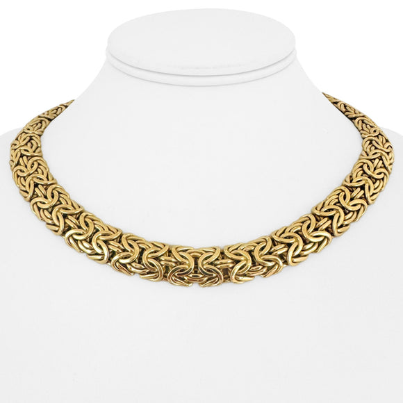 14k Yellow Gold 54g Ladies Thick 13mm Byzantine Link Necklace Italy 17.5