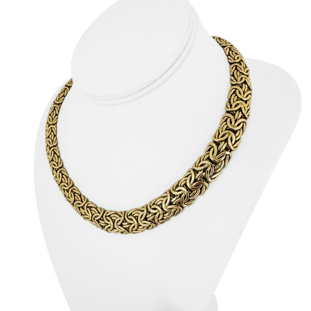 14k Yellow Gold 54g Ladies Thick 13mm Byzantine Link Necklace Italy 17.5"