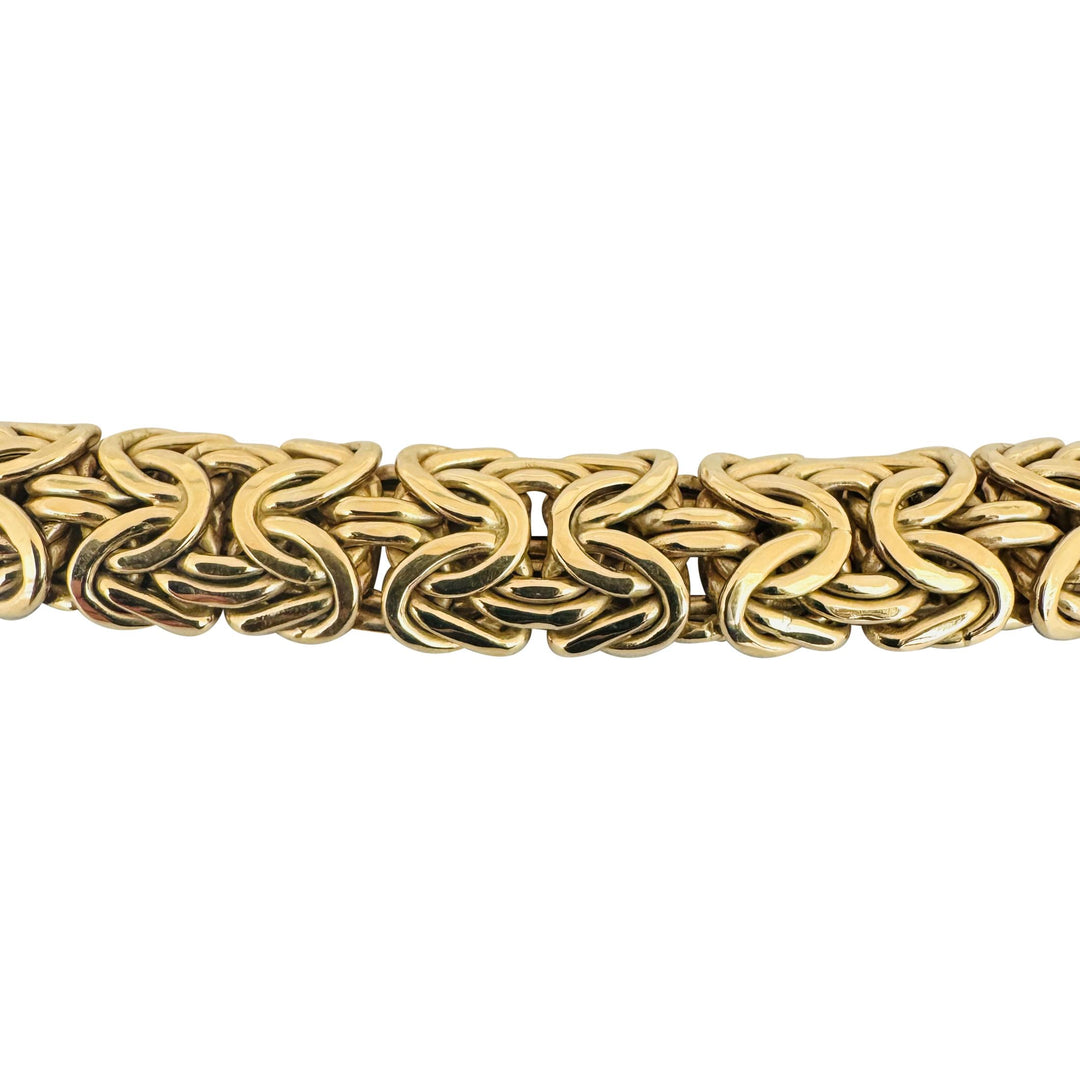 14k Yellow Gold 54g Ladies Thick 13mm Byzantine Link Necklace Italy 17.5"