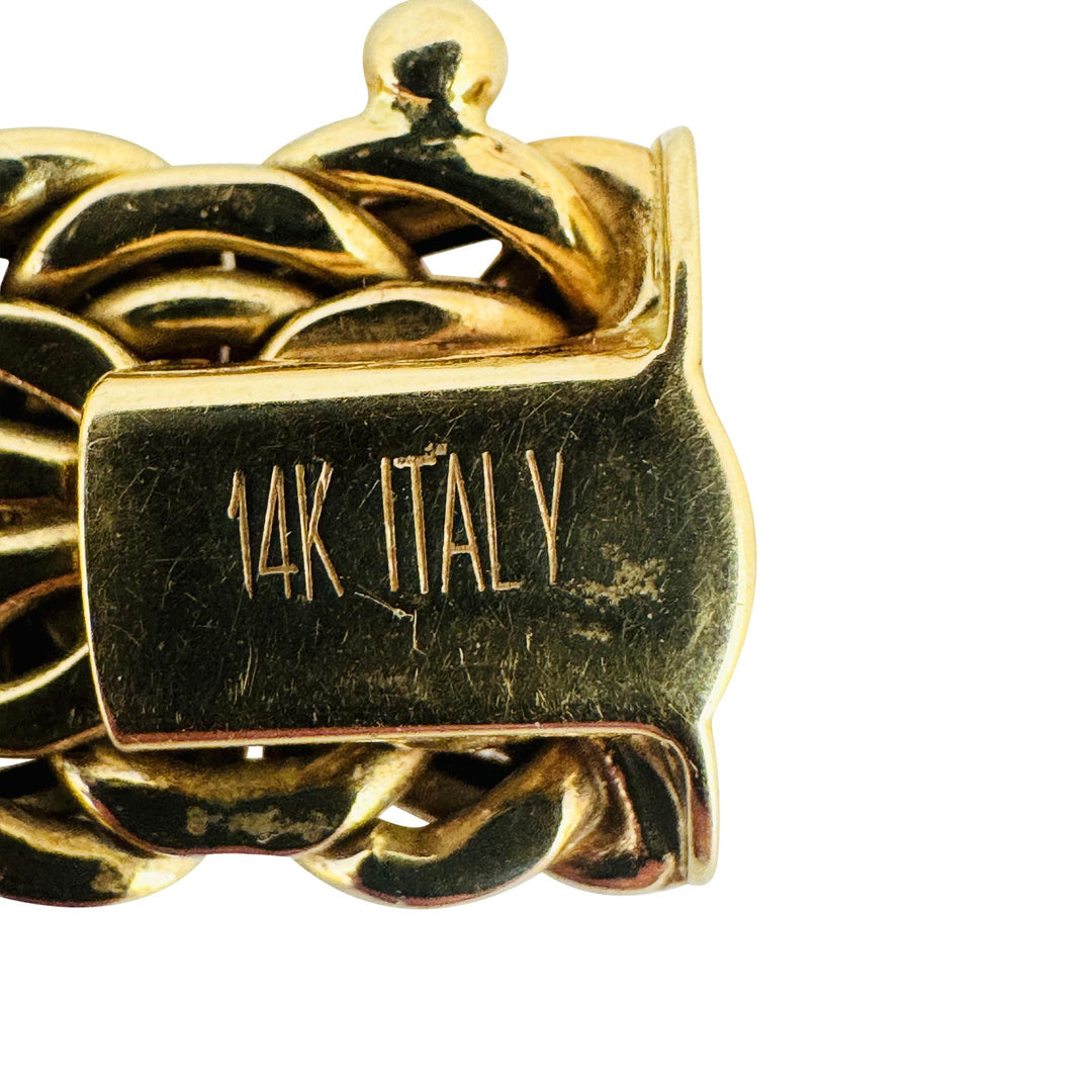 14k Yellow Gold 54g Ladies Thick 13mm Byzantine Link Necklace Italy 17.5"