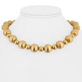 14k Yellow Gold 32.8g Brushed and Polished Ball Bead Link Necklace 16"
