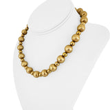 14k Yellow Gold 32.8g Brushed and Polished Ball Bead Link Necklace 16"
