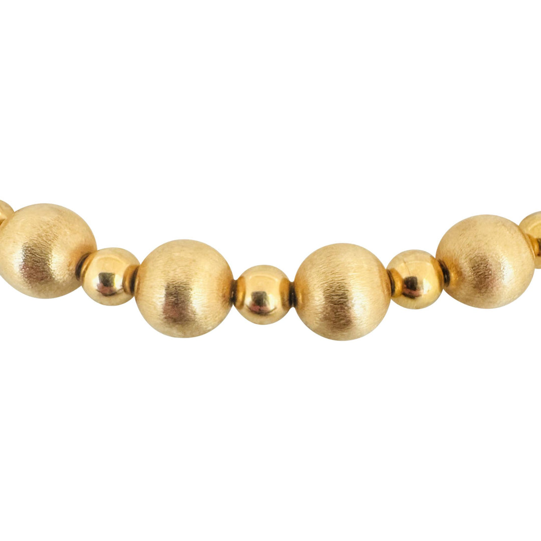 14k Yellow Gold 32.8g Brushed and Polished Ball Bead Link Necklace 16"