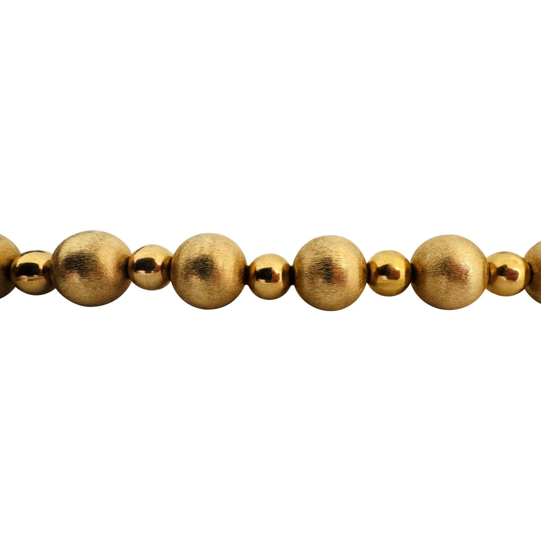 14k Yellow Gold 32.8g Brushed and Polished Ball Bead Link Necklace 16"