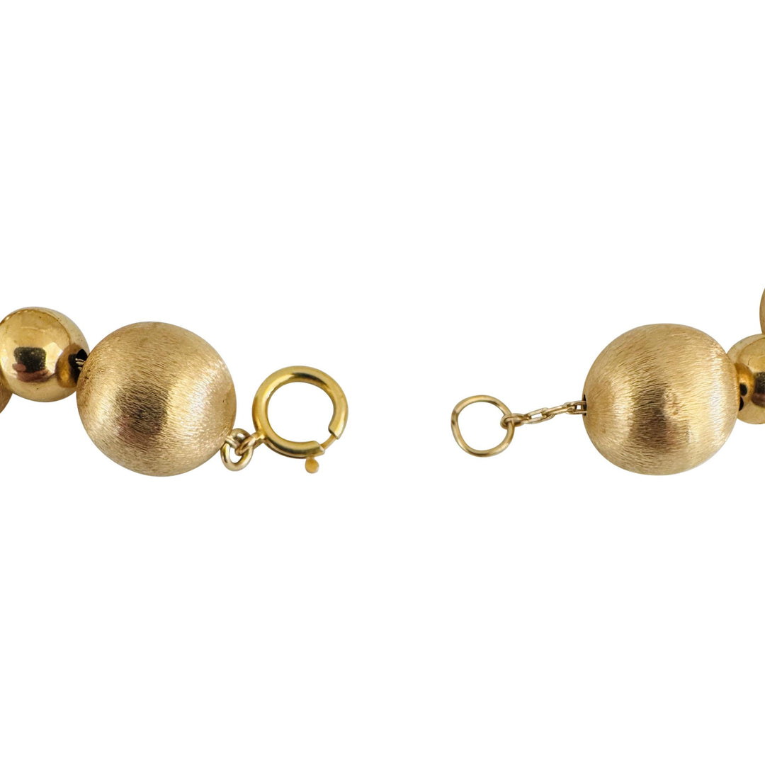 14k Yellow Gold 32.8g Brushed and Polished Ball Bead Link Necklace 16"