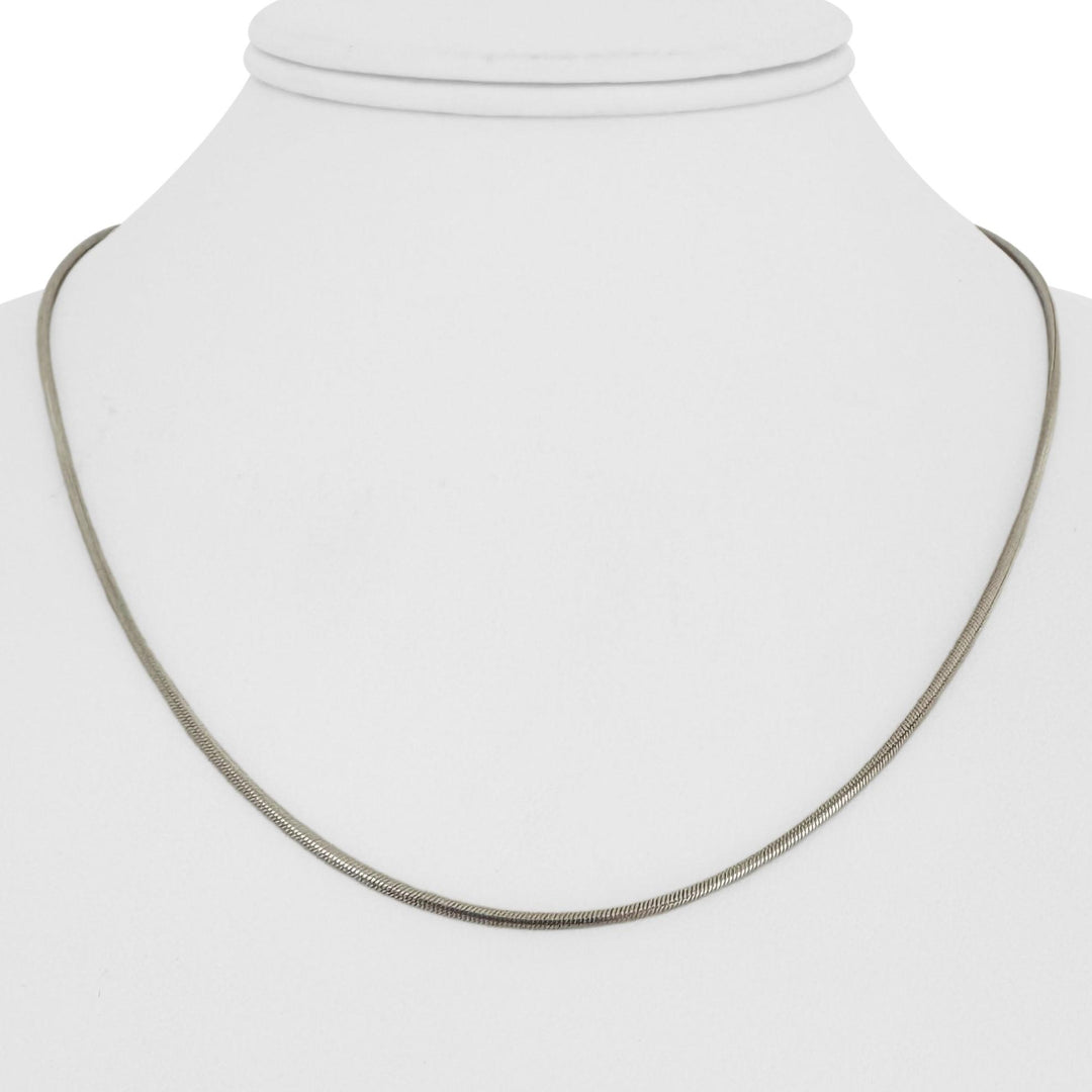 14k White Gold 8g Solid Round 1.5mm Snake Link Necklace Italy 18"