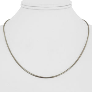 14k White Gold 8g Solid Round 1.5mm Snake Link Necklace Italy 18"