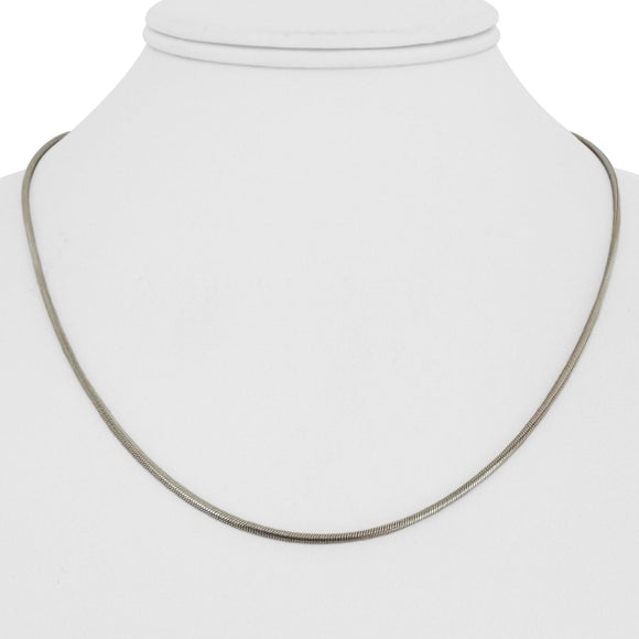 14k White Gold 8g Solid Round 1.5mm Snake Link Necklace Italy 18