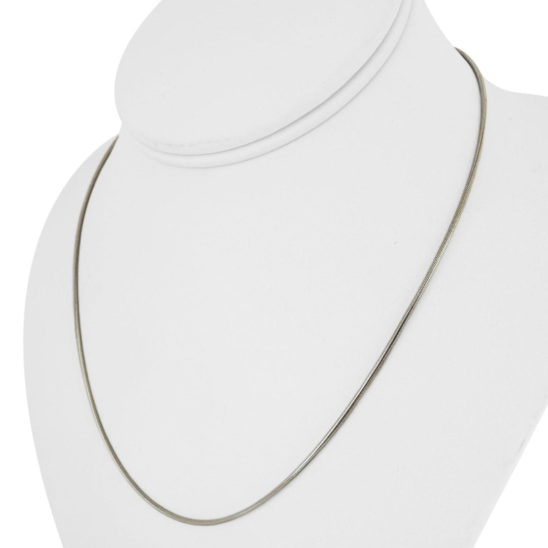 14k White Gold 8g Solid Round 1.5mm Snake Link Necklace Italy 18"