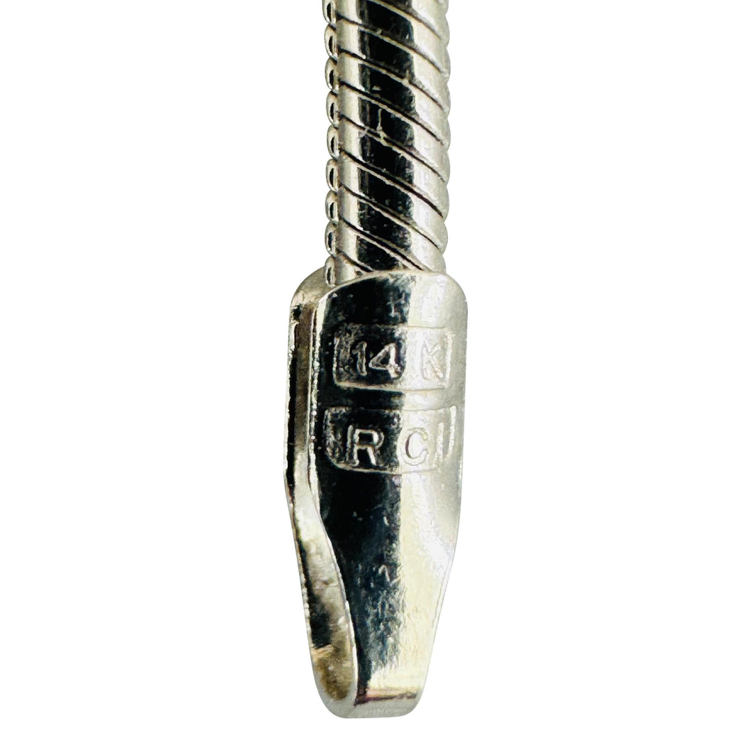 14k White Gold 8g Solid Round 1.5mm Snake Link Necklace Italy 18"