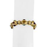 14k Yellow Gold and Multi Cabochon Gemstone 42 Heavy Fancy Link Bracelet 7"