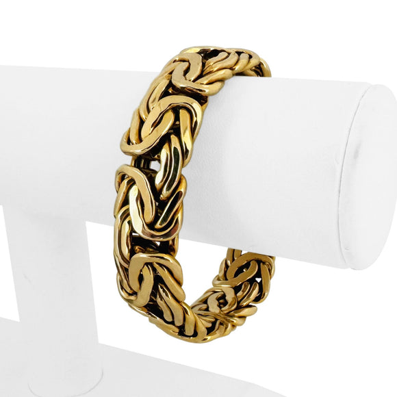 14k Yellow Gold 27g Polished Thick 17mm Byzantine Link Bracelet Italy 7.75