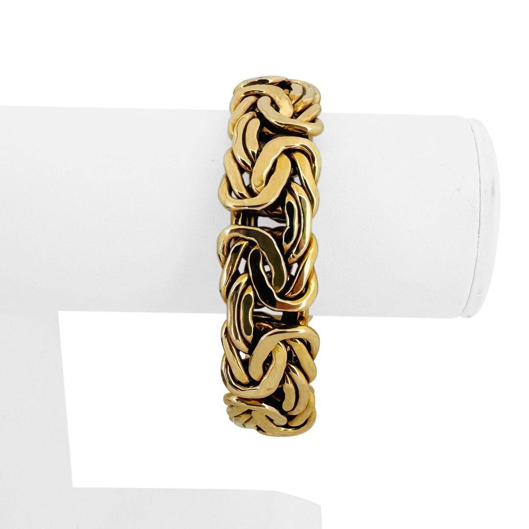 14k Yellow Gold 27g Polished Thick 17mm Byzantine Link Bracelet Italy 7.75"