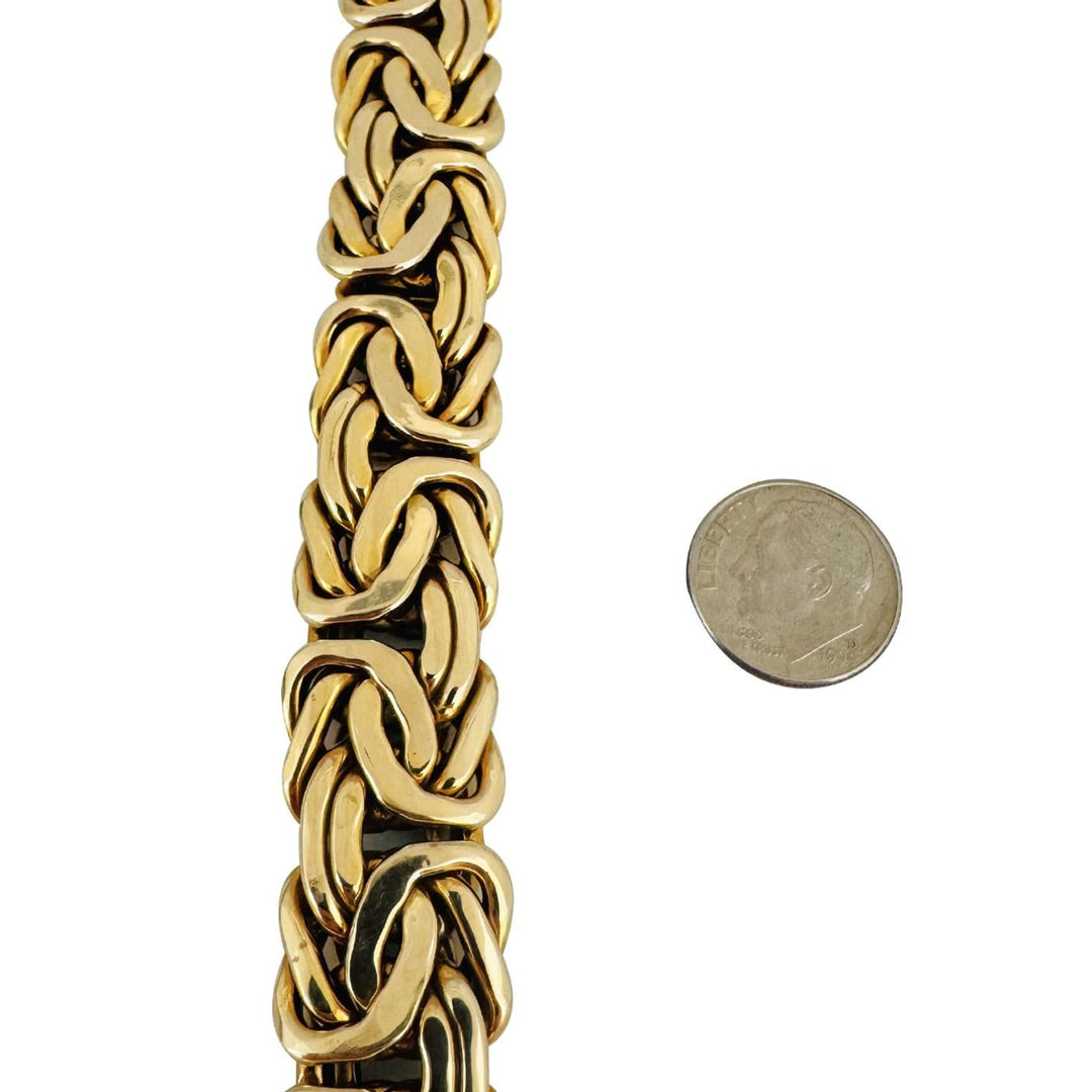 14k Yellow Gold 27g Polished Thick 17mm Byzantine Link Bracelet Italy 7.75"