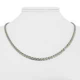 14k White Gold 5.3g Hollow Light 3.5mm Flattened Wheat Link Necklace Italy 18"