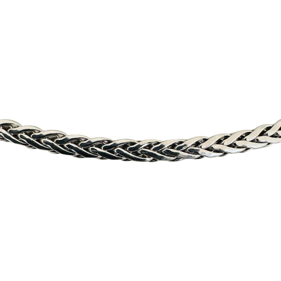 14k White Gold 5.3g Hollow Light 3.5mm Flattened Wheat Link Necklace Italy 18"