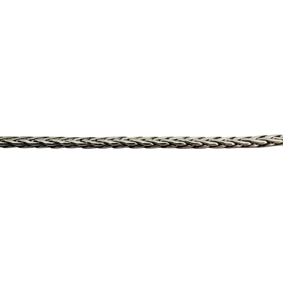 14k White Gold 5.3g Hollow Light 3.5mm Flattened Wheat Link Necklace Italy 18"