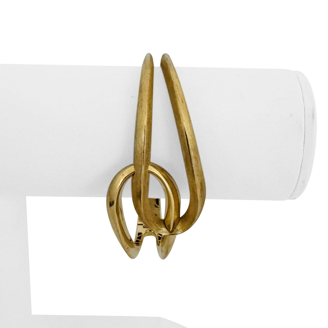 14k Yellow Gold 20.6g Polished and Brushed Finish Fancy Cuff Bracelet 7"