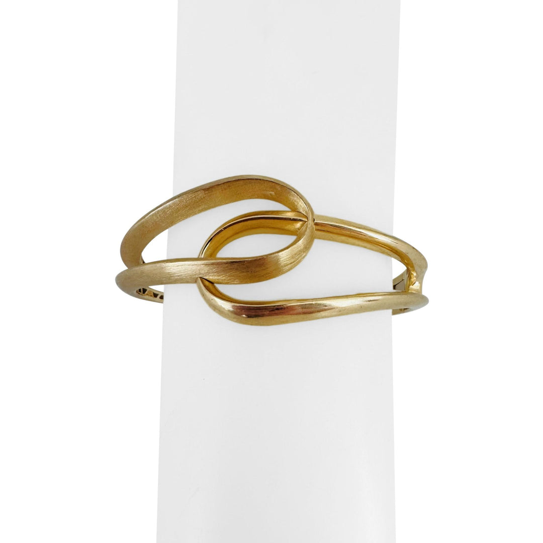 14k Yellow Gold 20.6g Polished and Brushed Finish Fancy Cuff Bracelet 7"