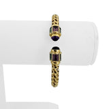 14k Yellow Gold 19.2g Flex Amethyst and Topaz Cuff Bracelet 6.5"