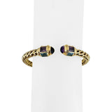 14k Yellow Gold 19.2g Flex Amethyst and Topaz Cuff Bracelet 6.5"