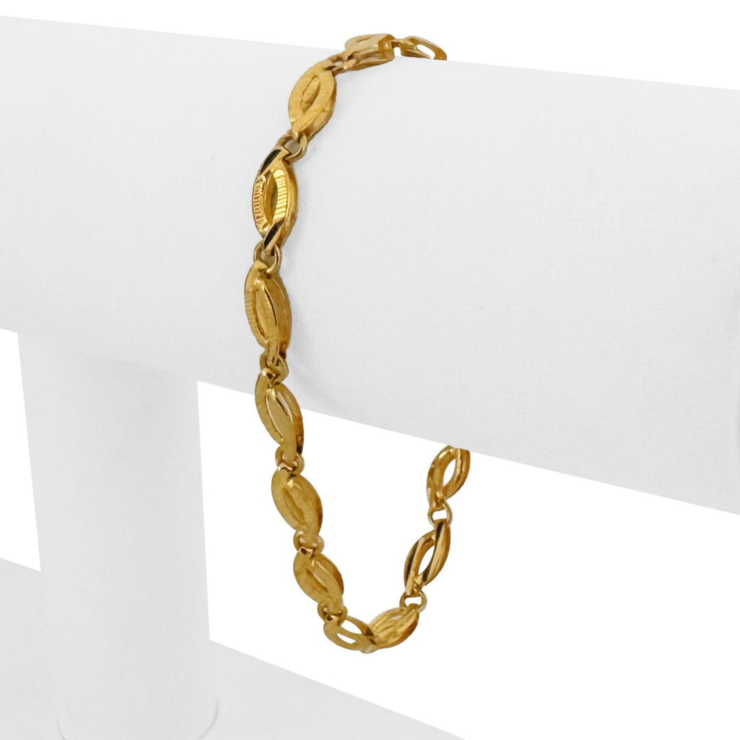 22k Yellow Gold 8g Solid Diamond Cut 5mm Fancy Oval  Link Bracelet 7"